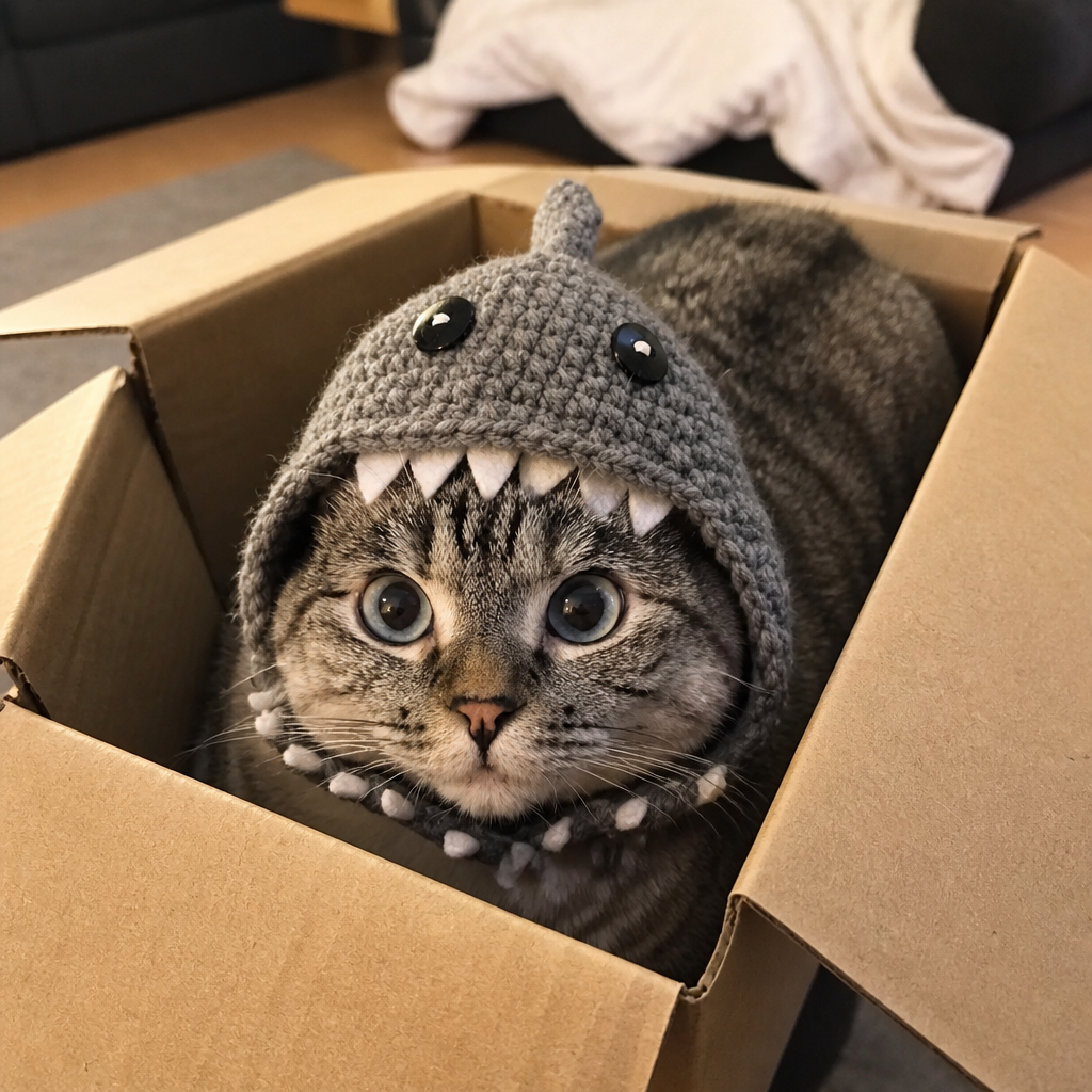 Nala loafed inside a cardboard box